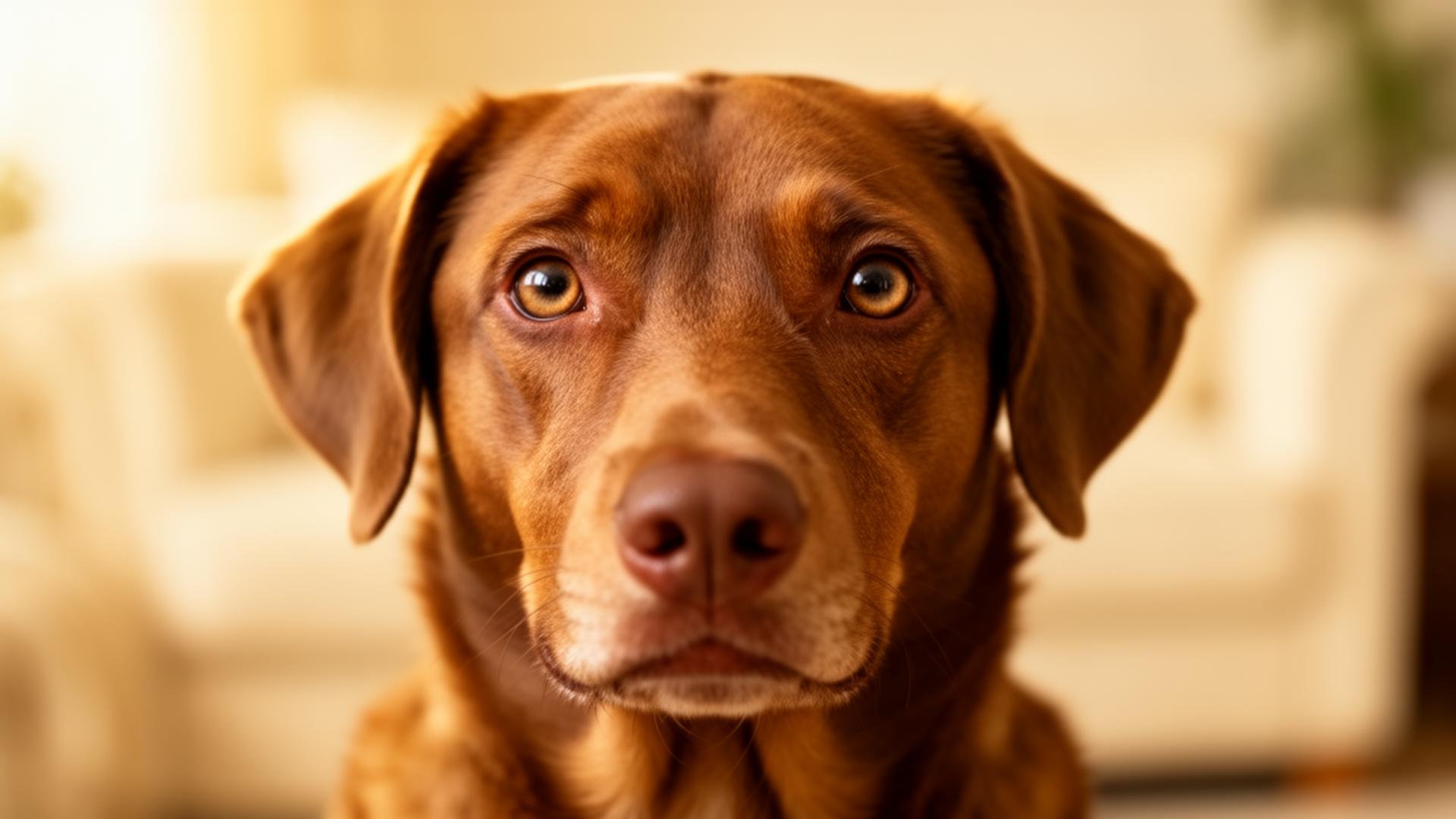 Cachorro olhando carinhosamente para a câmera